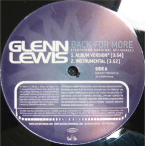 画像1: Glenn Lewis / Back For More  (1)