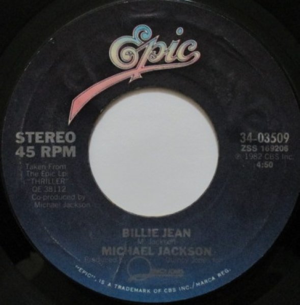 画像1: Michael Jackson / Billie Jean cw Can't Get Outta The Rain - 7 Inch - US Press. (1)