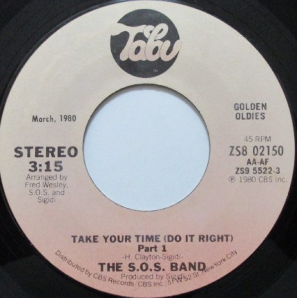 画像1: The S.O.S. Band / Take Your Time cw S.O.S. - 7 Inch - US Press. (1)