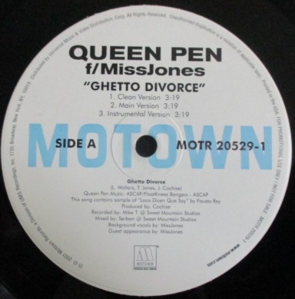 画像1: Queen Pen / Ghetto Divorce ft Miss Jones cw I Rep ft DJ Clue - US Promo Only - (1)