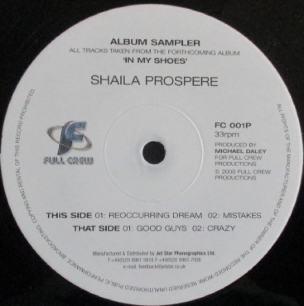 画像1: Shaila Prospere / In My Shoes Album Sampler - Reoccurring Dream , Mistakes , Good Guys Crazy (1)