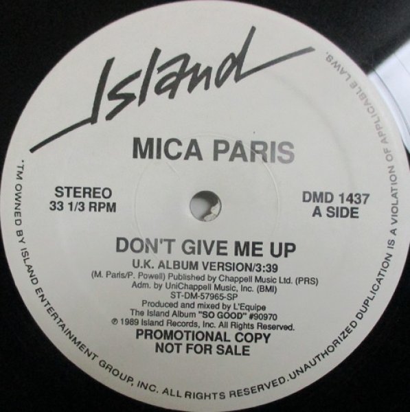 画像1: Mica Paris / Don't Give Me Up - US Promo Only - (1)